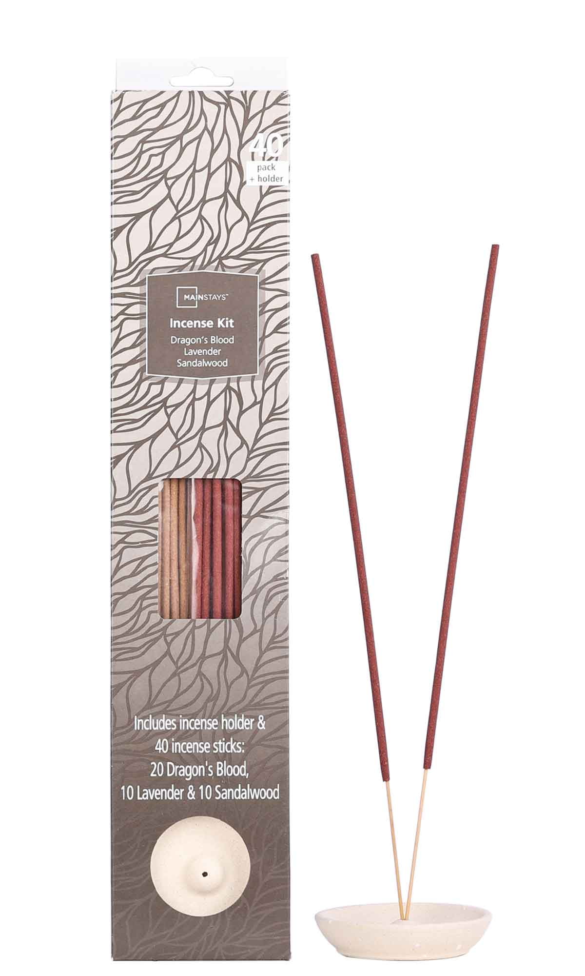 Mainstays Incense Kit with 40 Fragrance Sticks and Holder