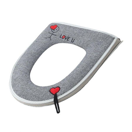 Toilet Seat Cushion Warm Toilet Seat Covers ,Reusable Easy Installation ,Breatheable Portable Toilet Seat Cover Pads for Hotel Household Home Gray