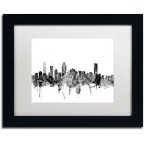 Trademark Fine Art 'Montreal Canada Skyline B&W' Canvas Art by Michael Tompsett White Matte, Black Frame