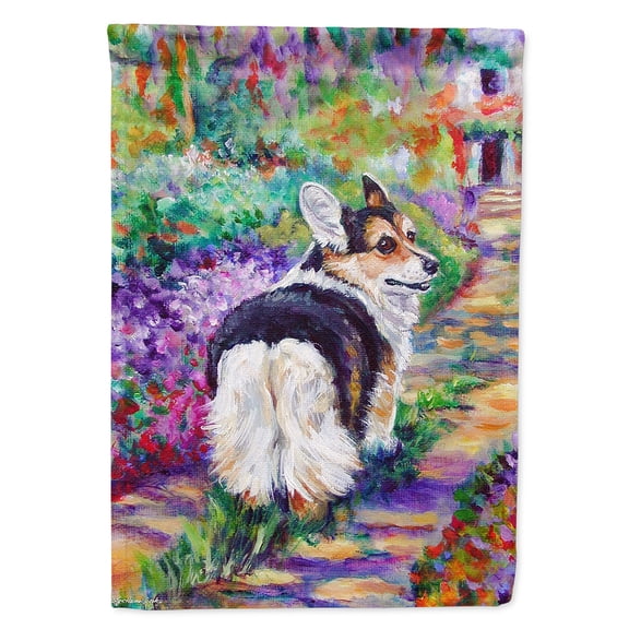 Corgi Garden Path Garden Flag