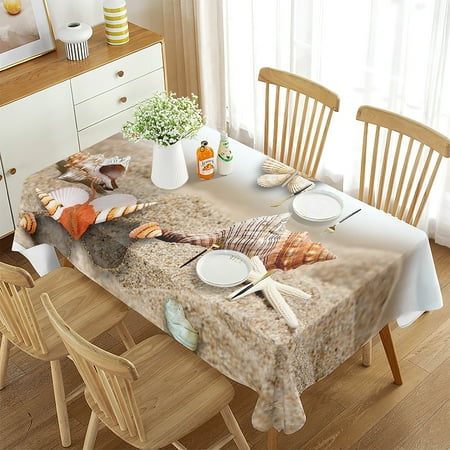 

Shell Star Rectangular Tablecloth Summer Beach Seaside Theme Art r Rectangular Tablecloth r for Kitchen Dining Room