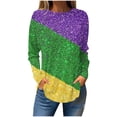 thumbnail image 2 of Aloohaidyvio Mardi Gras Shirts Plus Size,Women's Fashion Printed Loose T-shirt Long Sleeves Blouse Round Neck Casual Tops Sweatshirt Hoodies, 2 of 4