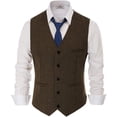 thumbnail image 3 of Men's British Herringbone Tweed Vest Premium Wool Waistcoat, 3 of 6