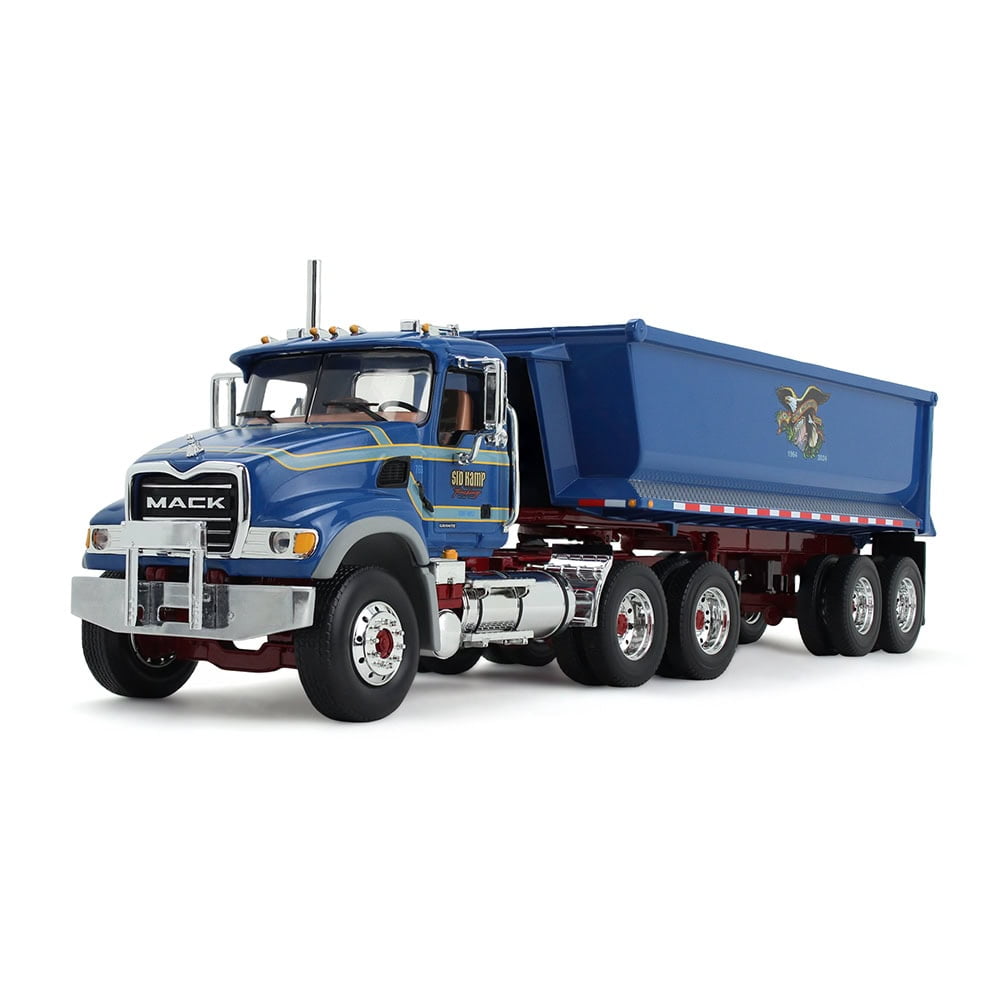 First Gear DCP 1/64 Silver & Blue Peterbilt 379 w/ Tri-Axle MAC