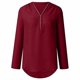 thumbnail image 4 of Camisa holgada de gasa para mujer - Top de manga larga con cremallera en tallas grandes - Color liso, estilo moderno - S-XXXXXL, 4 of 4