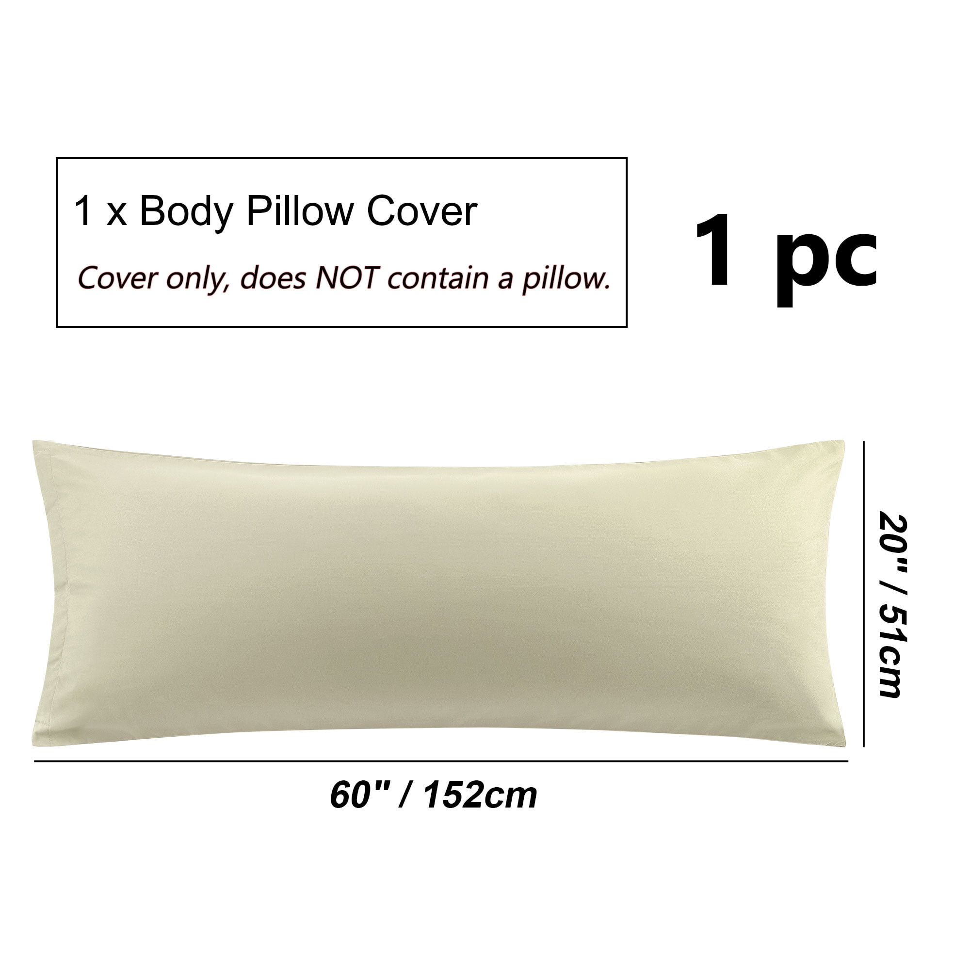 Unique Bargains 1 Pack Brushed Microfiber Body Pillowcase, 20" x 72", Khaki
