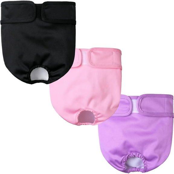 Female Dog Diapers, Highly Absorbent, Reusable, Up to 5 Sizes, Pink Purple Black
