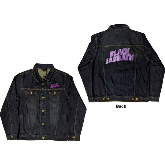 Black Sabbath Unisex Denim Jacket Wavy Logo (Back Print) (Small)