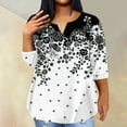 thumbnail image 2 of ADSSDQ Womens 3/4 Sleeve Tops Plus Size Summer Floral Pattern Tee Shirts With Pocket V Neck Gym Shirts Elbow Length Fall Cotton Tunic Tops For Women Casual Soft Oversized Sweatshirt Black 2XL, 2 of 5