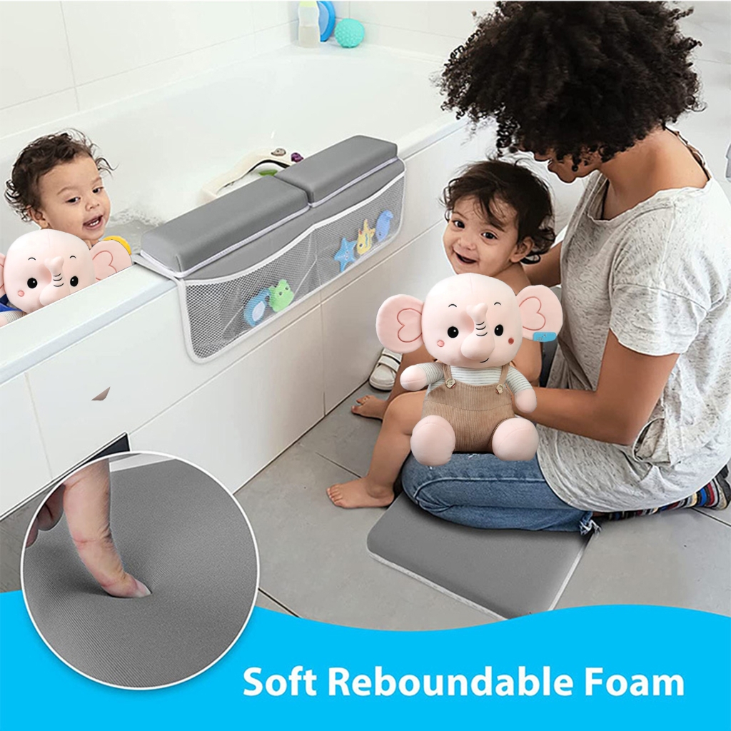 Tizuqe Baby Bath Kneeler with Elbow Rest Pad Set Thick Bathtub Kneeling Mat for Knee