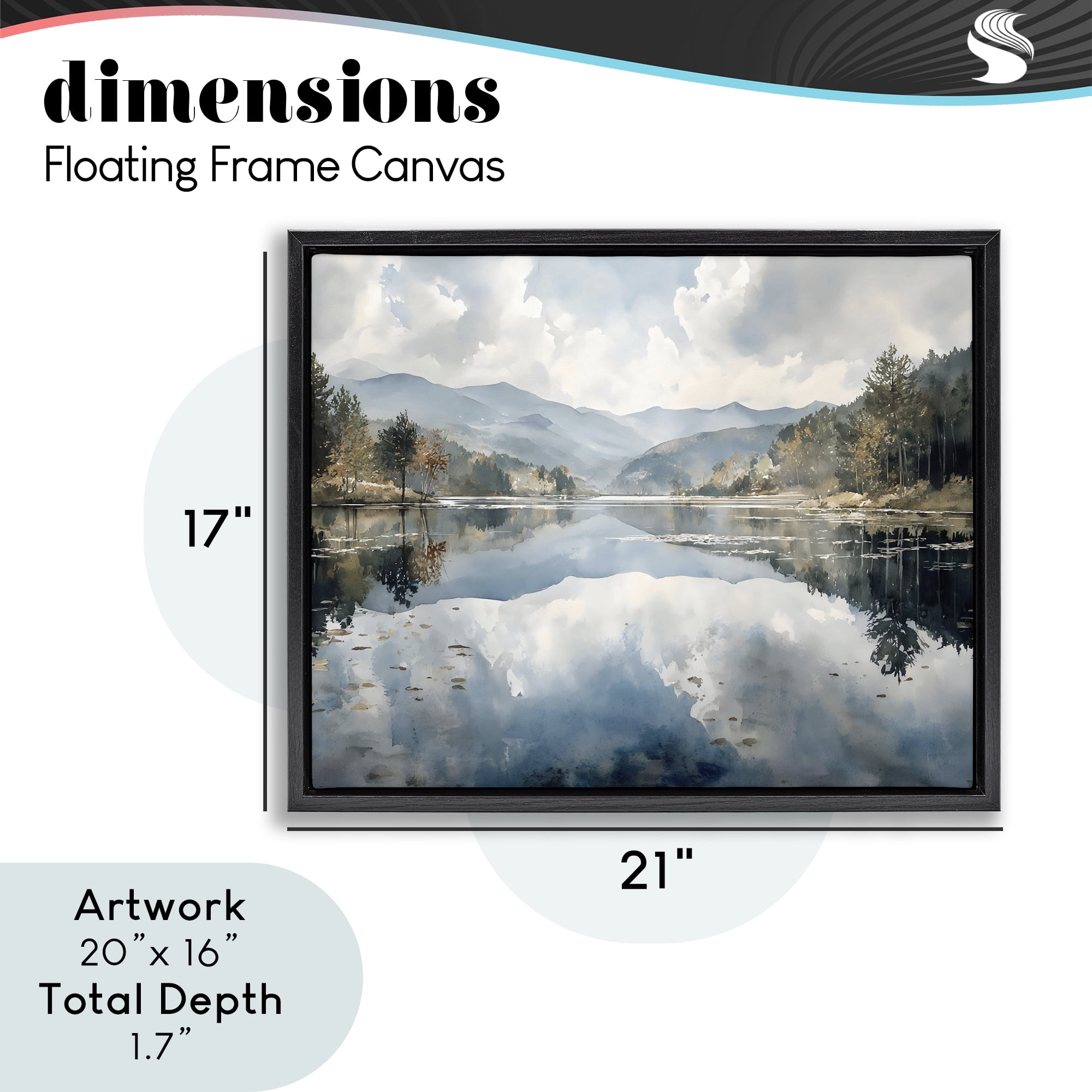 Stupell Industries Nature's Reflection on Mountain Lake Black Framed Floater Canvas Wall Art, design by Franklyn Gregory