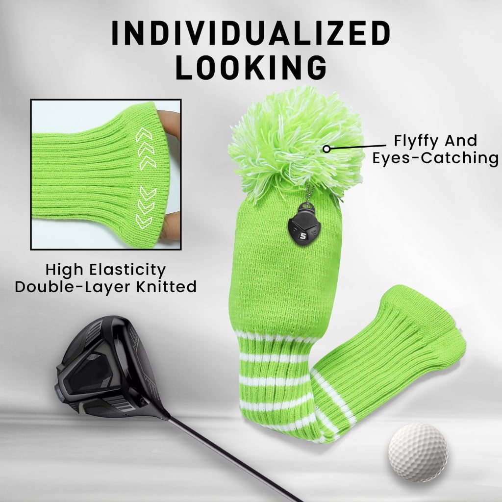 3Pcs Knitted Golfing Club Head Covers Golfing Club Accessories Knitted Golfing Driver Headcover Golfing Wood Head Covers