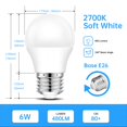 thumbnail image 4 of A15 LED Bulb Dimmable E26 6.5W, Fan Light Bulb Refrigerator Light Bulb, 60W Incandescent Bulb Equilavent, Soft White 2700K, 600LM, Dimmable for Chandeliers and Desk Lights (6 Pack), 4 of 8