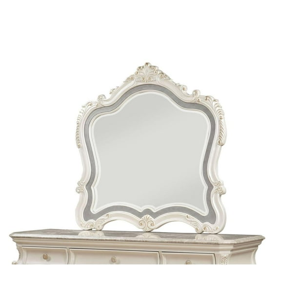 ACME Chantelle Mirror in Pearl White