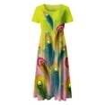 thumbnail image 3 of LEEy-World Casual Dresses for Women Women's V Neck Petal Sleeve Summer Casual Dress Short Sleeve Tunic Dresses Green,3XL, 3 of 4