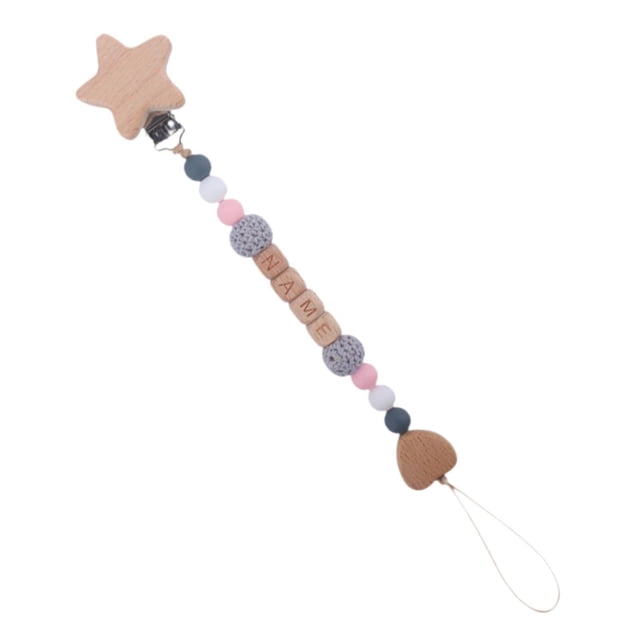 Clip para chupete de bebé, juguete de cadena de agarre para bebés, decorativo Flexible, hecho a mano, cadena de chupete con cuentas para Baby Shower, Estilo A