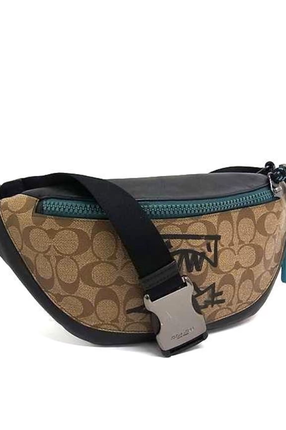 Pre-Owned COACH GUANG YU Collaboration Signature Waist Bag 2525 in Brown and Black... (Good)