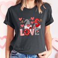 thumbnail image 2 of mihongmao Valentine Graphic T Shirts for Women Short-sleeved Crew-neck Pullover Casual Valentine's Day Dark Gray XL, 2 of 7