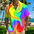 thumbnail image 2 of JLFKNG Mens Shirts Casual Short Sleeve Shirts For Men Colorful Rainbow Printed Buttons Up Breathable Loose Fit Shirt Tops Comfy Mens Clothes, 2 of 4