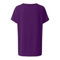 thumbnail image 3 of USSUMA Womens Tops Dressy Casual Women's Solid Short Sleeve V-Neck Casual Pockets Tee Tops T Shirt Casual Tax Free Weekend Purple Polyester L, 3 of 4