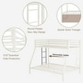 thumbnail image 6 of Einfach Metal Twin over Full Size Bunk Bed Frame with Full-Length Guardrail & Removable Stair, White, 6 of 9