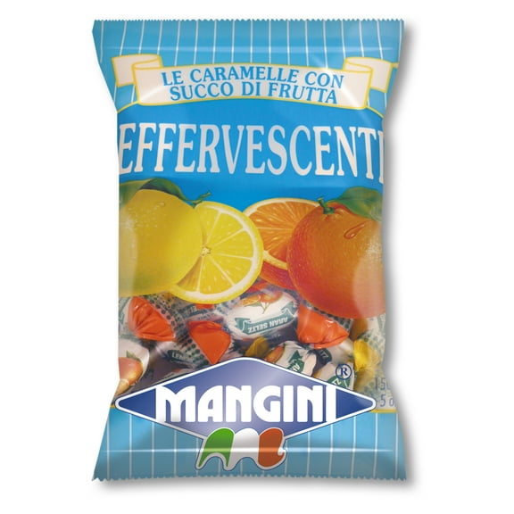 Mangini, Italian Fruit Filled Fizzy Candy (Effervescenti) 150g bag (8 pcs)