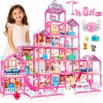 thumbnail image 3 of JoyStone Large Doll House for Girls, 22 Rooms DIY Playset with Furniture, Dolls, Warm String Lights and Slide, Creative Pretend Play Castle Toy Birthday Gift for Kids Ages 3+, 3 of 9