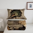 thumbnail image 5 of jejeloiu Crocodile Animals Twin Comforter Sets,Vintage Print Bedding Set For Boys,Brown Black,Light Gray Reversible,2-Piece,1 Comforter and 1 Pillowcase, 5 of 7
