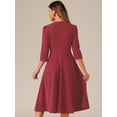 thumbnail image 3 of DARING DIVA 3/4 Sleeve A-Line Midi Work Dress XS Dark Red, 3 of 6