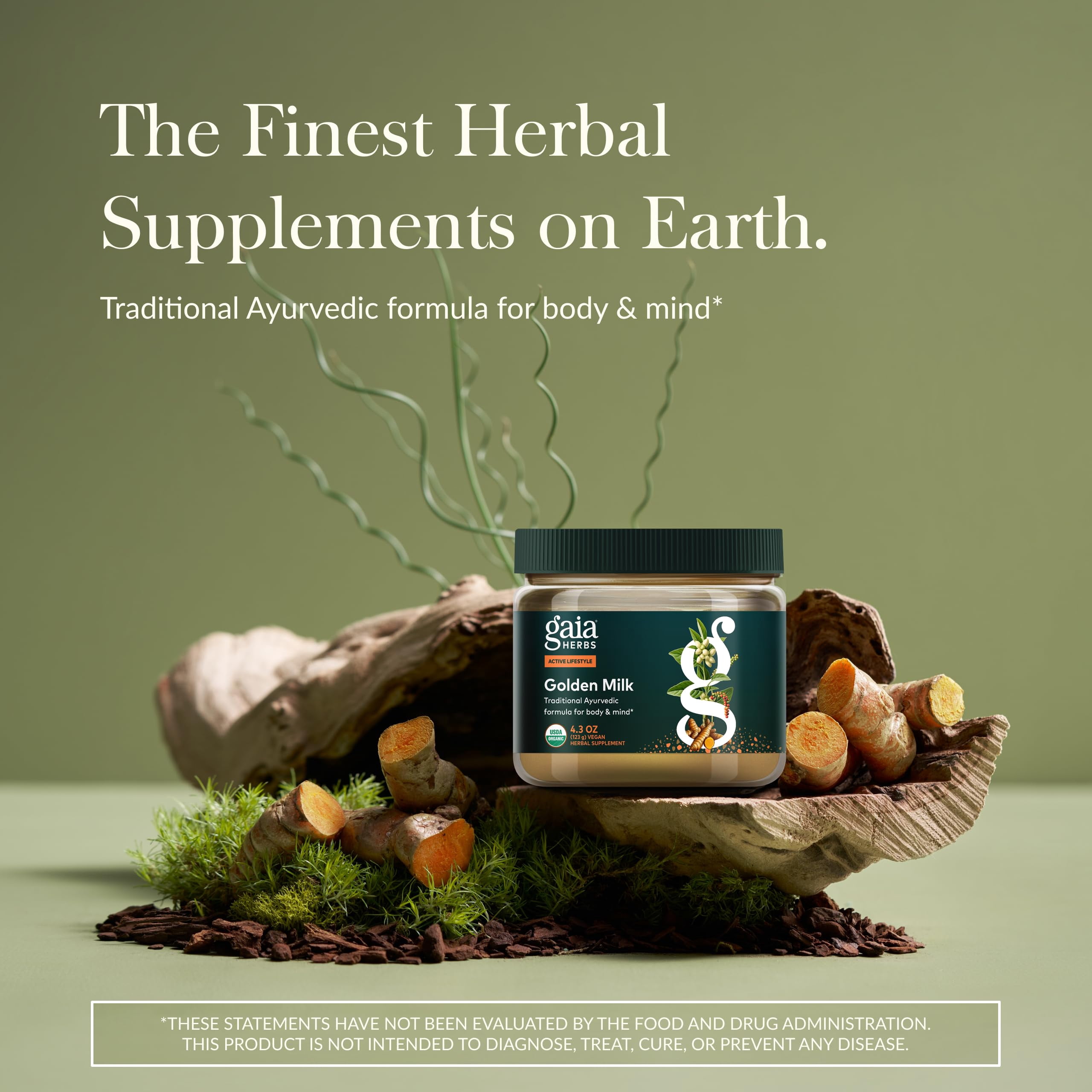 Gaia Herbs Golden Milk - Traditional Relaxation Support Supplement Powder with Organic Turmeric, Black Pepper, Ashwagandha, Cardamom & Dates for an Ayurvedic Cup of Calm* - 4.3 Oz (About 35 Servings)