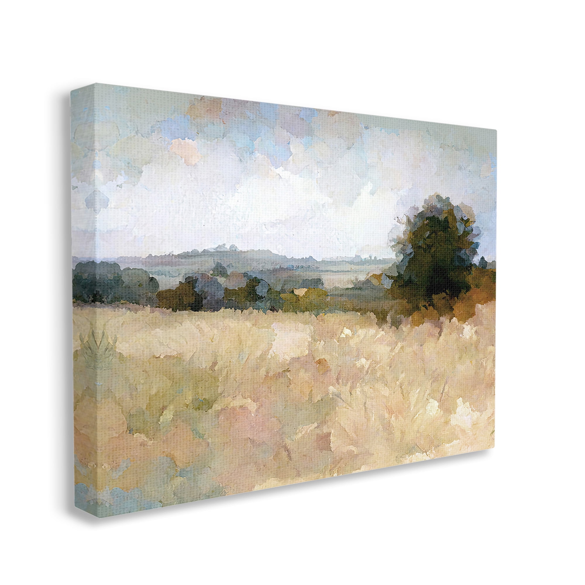 Stupell Industries Beige Rural Field Landscape Painting Gallery Wrapped Canvas Art Print Wall Art, 40 x 30