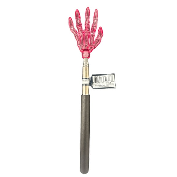22.5 in Telescopic Halloween Skeleton Hand Scratcher, Fun and Functional Eerie Accessory for Halloween, Extends to Reach Tricky Spots and Provide Relief for Itches with Detailed Skeleton Design, Red