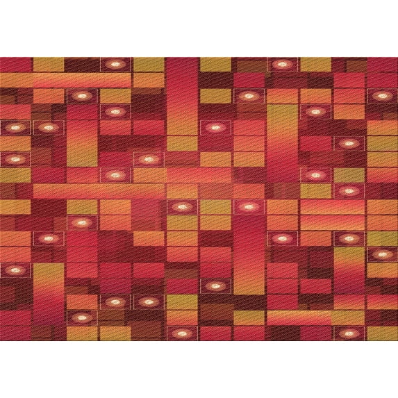 Ahgly Company Machine Washable Indoor Rectangle Transitional Orange Red Orange Area Rugs, 4' x 6'