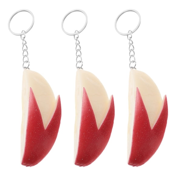 VERDANVERSE 3Pcs Apple Slices Keyring Zinc Alloy PVC Multi Color Keychains For Backpacks Creative Design Back to School