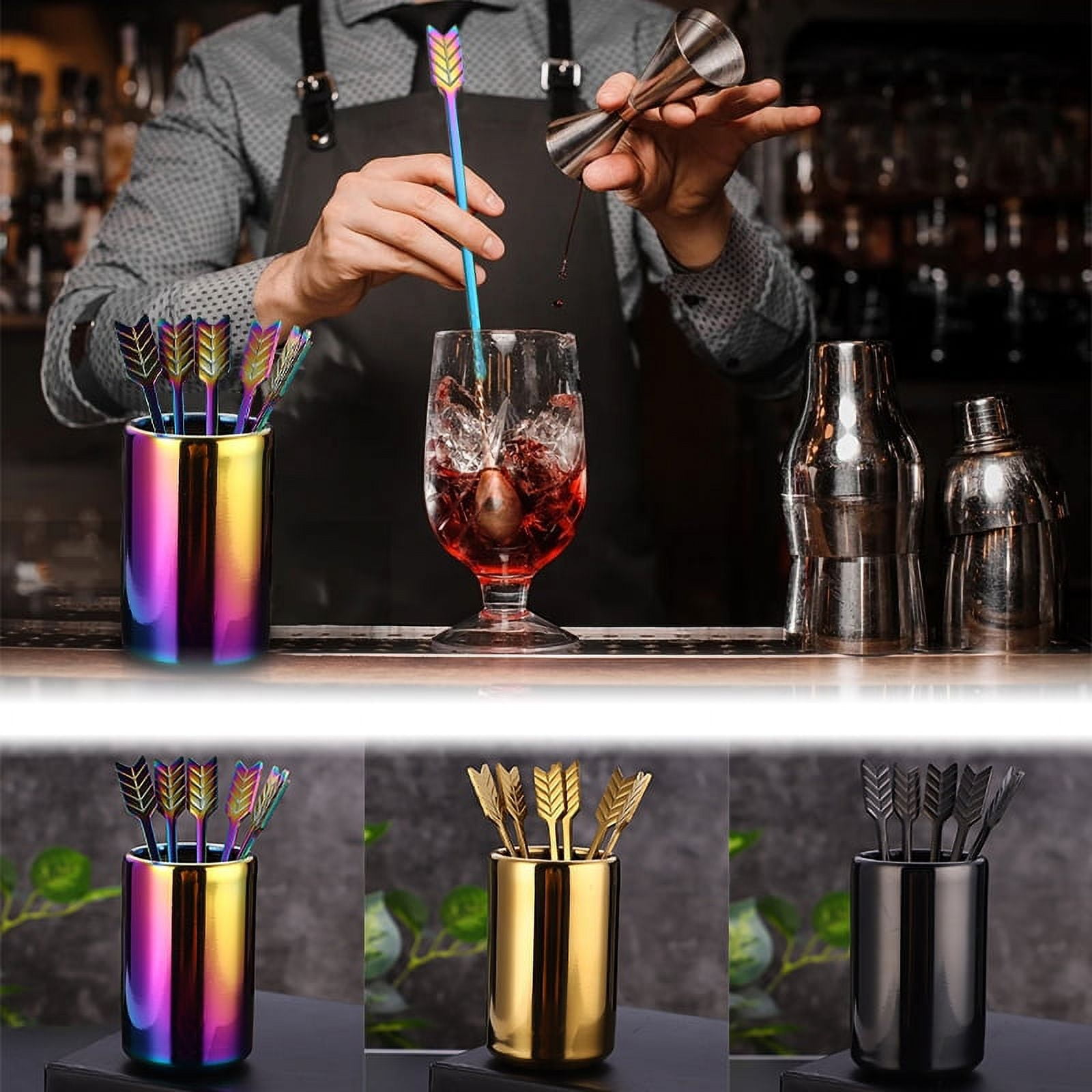 5 Pieces 7.4 Inch Stainless Steel Coffee Stirrers Holder Stainless Steel  Swizzle Stick Coffee Stirrers Reusable Stir Sticks for Cocktails Coffee