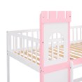 thumbnail image 4 of Triple Tree Pinewood Twin over Twin Castle Bunk Bed with Guardrail and Ladder and Window, Pink, 4 of 9