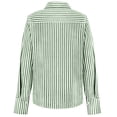 thumbnail image 4 of Summer Tops, Duoif Women's Relaxed Striped Button Down, Irregular Design Shirts for Women Light Green S, 4 of 5
