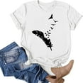 thumbnail image 3 of Fesfesfes Womens Work Shirts Fashion Womens Round-Neck Short Sleeve Print Casual T- Shirt Blouse Tops V Neck Tops for Women M(US:6), 3 of 5