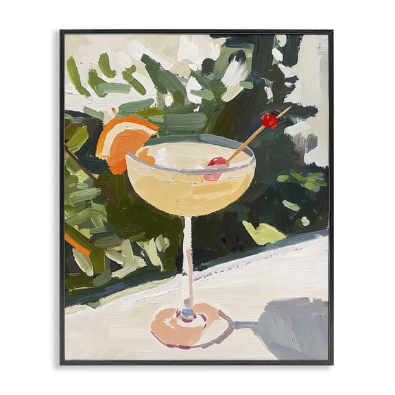 Stupell Industries Cocktail with Fruit Slice Black Framed Giclee Art design by Riley B, 14 x 11