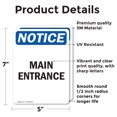 thumbnail image 2 of (2 Pack) Main Entrance OSHA Notice Sign 5 Inch X 7 Inch Vinyl Label Decal Sticker Weather Resistant, UV Protected for Workplace, Business, and Construction Site, Made in the USA, 2 of 7