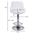 thumbnail image 4 of Bar Stools, PU Leather Adjustable Swivel Barstools, Counter Height Bar Stools with Backs Set of 2, White, 4 of 9