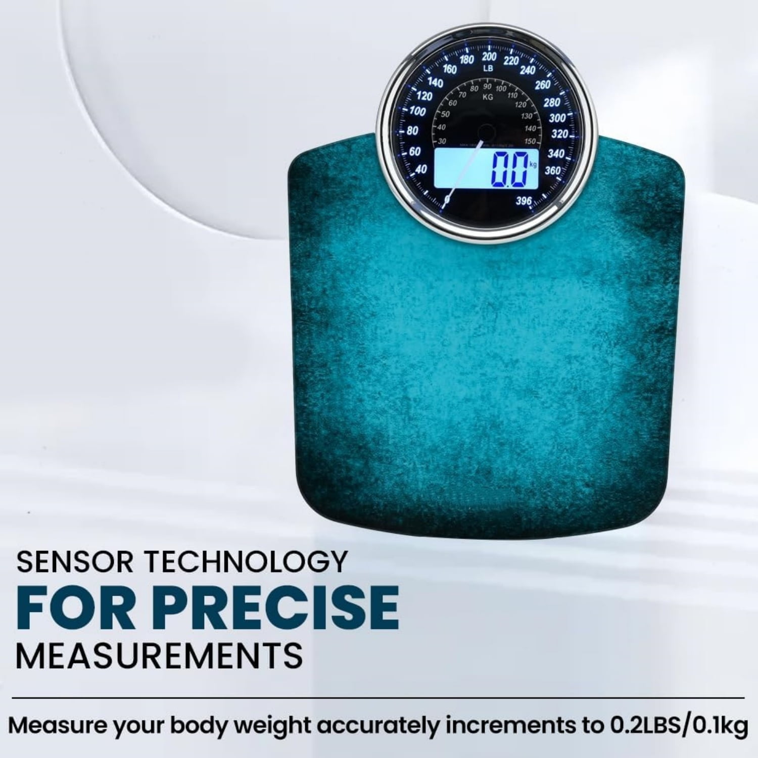 Highly Advance 2-in-1 Digital & Analog Weighing Scale for Body Weight-400lbs, 4 High Precison GX Sensor Accurate, Thick Tempered Glass, Extra Large Display (Blue)