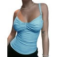 thumbnail image 2 of Yuemengxuan Women’s Fashion Comfortable  Solid Color Pleated V-neck Exposed Navel Camisole, 2 of 3