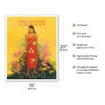thumbnail image 2 of Tahiti French Polynesia - Tahitian Beauty - TAI Airlines - Vintage Airline Travel Poster by V. Schiavone c.1955 - Fine Art Matte Paper Print (Unframed) 16x20in, 2 of 4