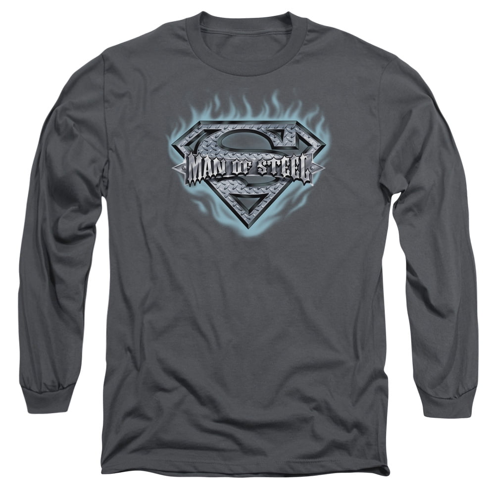 Superman MAN OF STEEL SHIELD Licensed Adult Long Sleeve T-Shirt S-3XL