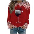 thumbnail image 1 of WEAIXIMIUNG Sweat-Shirt Décontracté de Noël pour Femmes Col Rond Manches Longues avec Imprimé Velours Double Face, 1 of 4