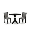 thumbnail image 2 of East West Furniture 3-Pc Dinette Set Includes a Wood Dining Table with Drop Leaves and 2 Dark Gotham Grey Linen Fabric Kitchen Chairs - Wire Brushed Black Finish, 2 of 9