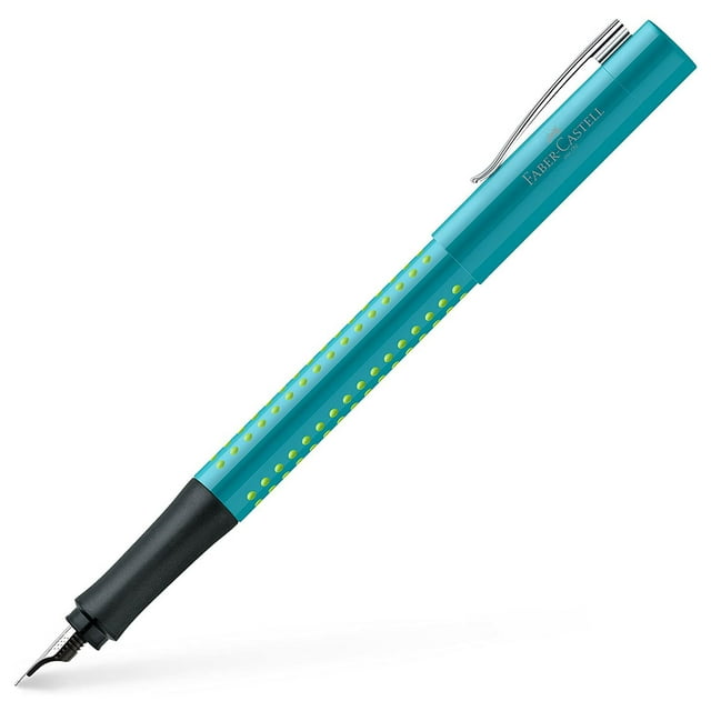 Faber-Castell Grip 2010 Fountain Pen, Extra Fine Point, Turquoise-Light Green Ink, 1 Count
