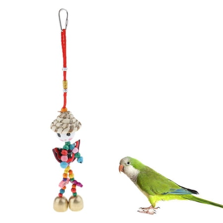 Bird Doll Toys with Bell Hanging Accessorie Parrot Budgie Parakeet Cockatiels Macaw African Grey Cockatoo Lovebird Cage Chew Toy