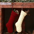 thumbnail image 3 of Bolsa de almacenamiento de adornos colgantes de gran tamaño, medias navideñas de punto rojas, burdeos y blanco marfil, únicas, para decoración familiar, 3 of 4